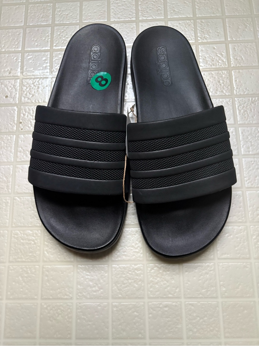 adidas Black Textured Strap Slide Sandals